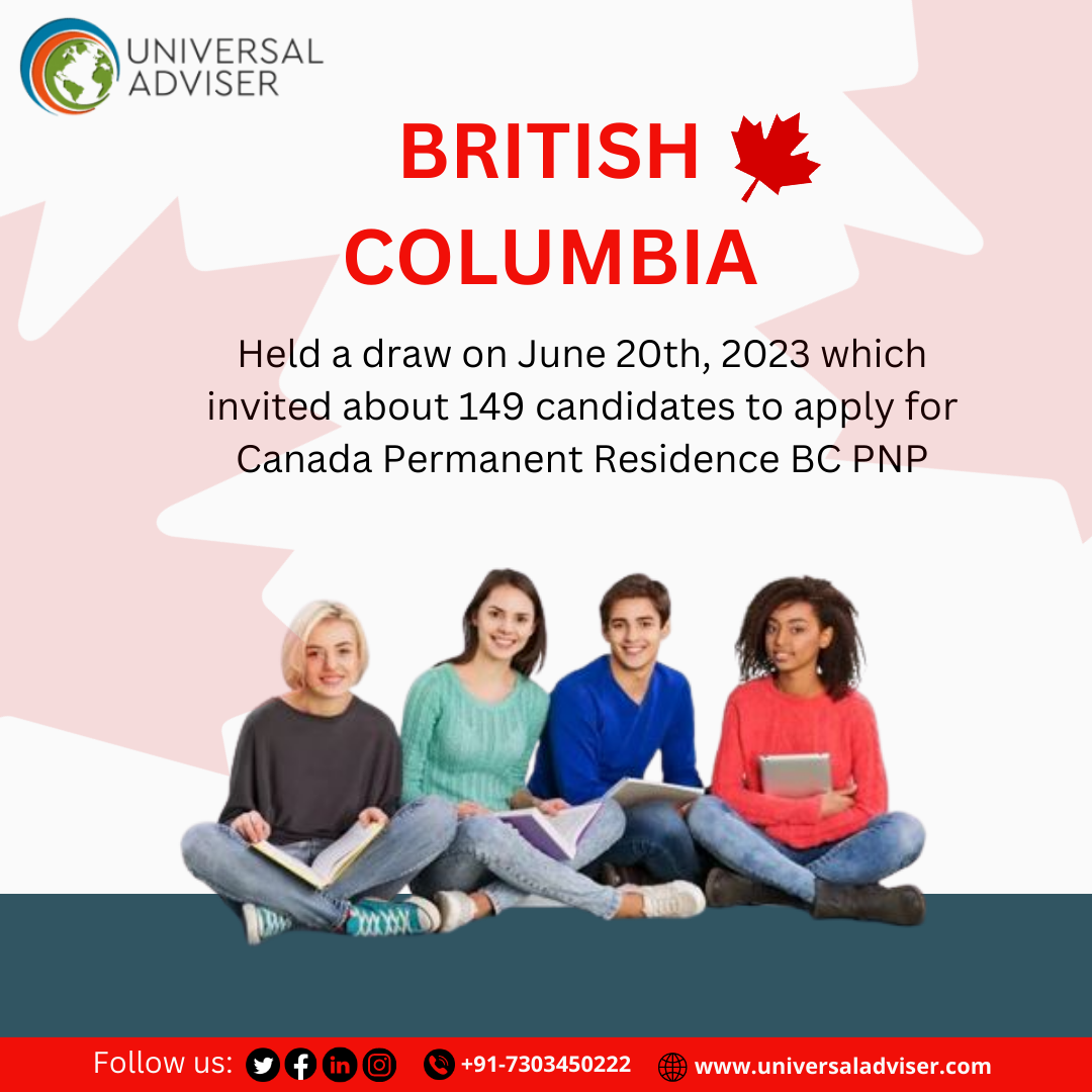 British Columbia PNP Draw on 20th June Issued 149 ITAs