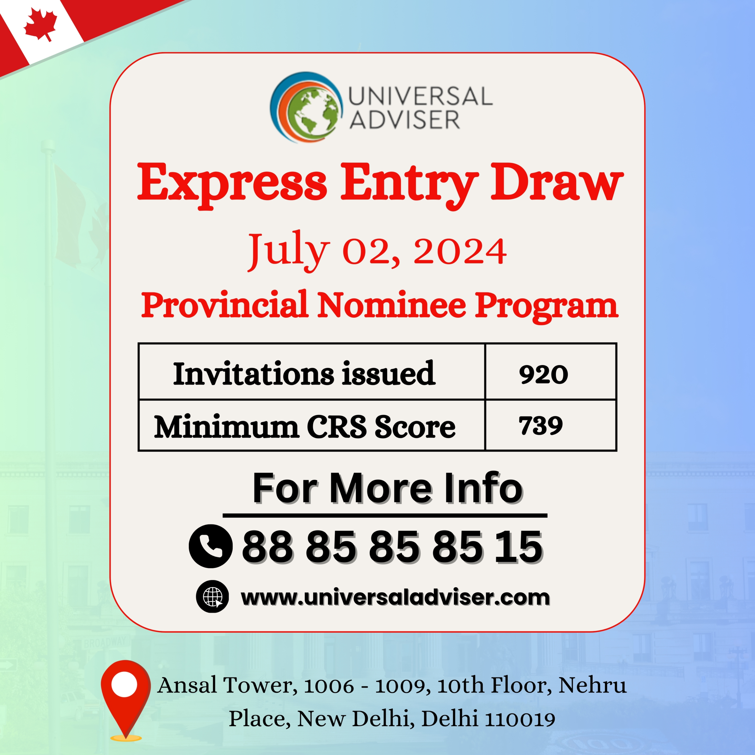 Latest Express Entry Draw issues 920 invites