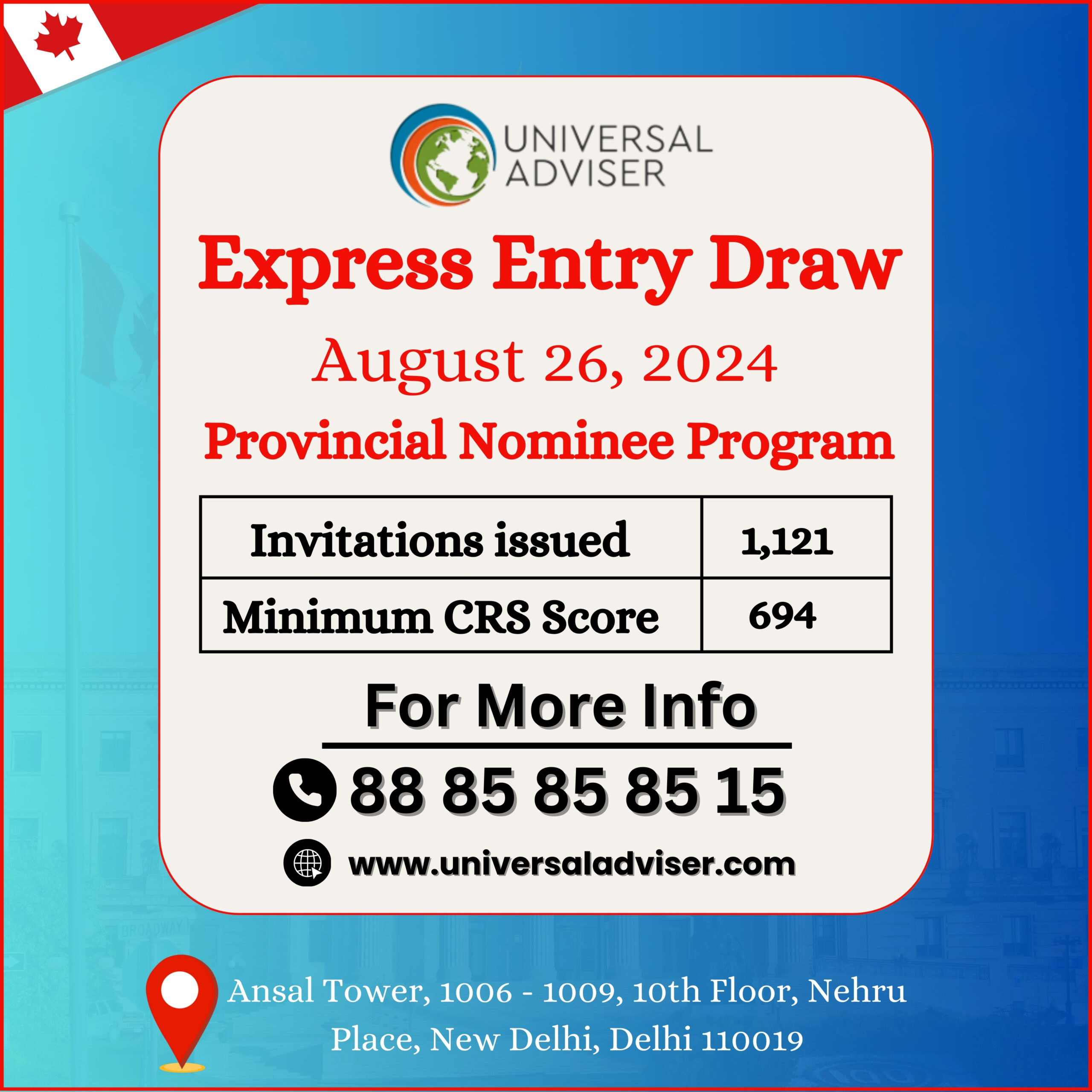 Latest Express Entry Draw Issues 1121 ITAs to PNP Candidates